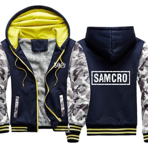 2021 NEW winter warm SOA Sons of anarchy SAMCRO Male Fashion Casual Thicken Jacket Sweatshirt Men Sportswear