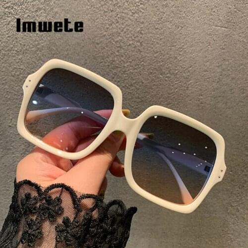 Imwete Oversized Square Sunglasses Women Men New Gradient Sun Glasses Retro Outdoor Protection UV400 Big Frame Eyewear For Ladie