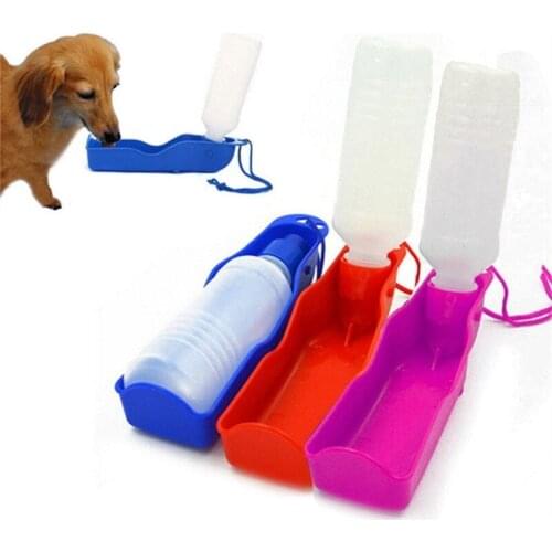 Pet Dog Cat Portable Non Slip Plastic Feeding Water Bottle Feeder Outdoor