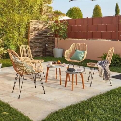Rattan Woven Sun Table and Chair Three-piece Outdoor Table and Chair Garden Wrought Iron Table and Chair Balcony Modern Outdoor