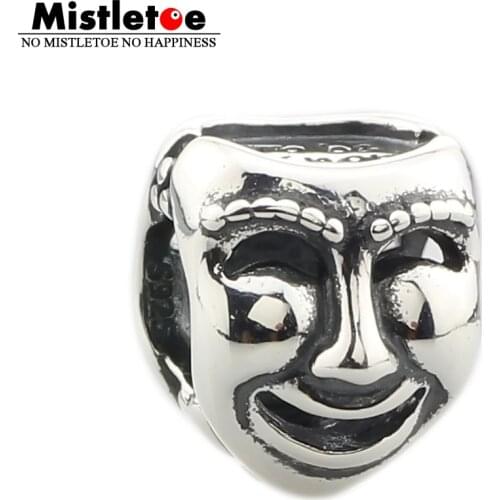 Authentic 925 Sterling Silver Theater Masks Charm Bead Fit Brand Bracelet Jewelry