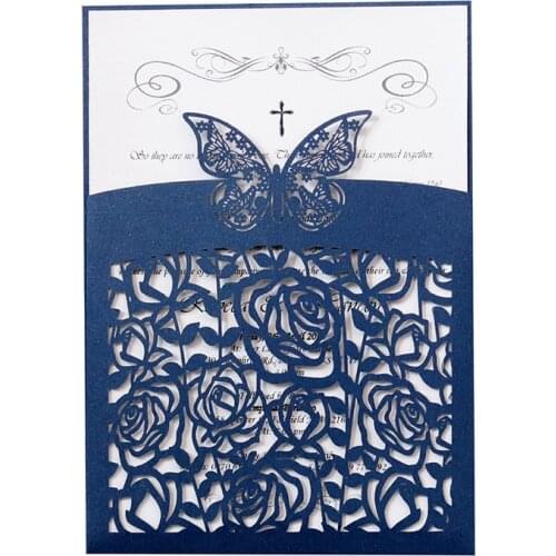 25Pcs Butterfly Wedding Invitation Invitations For Christening With Pearl Paper Material Laser Cut Greeting Card Party Supplies