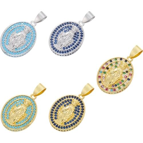 ZHUKOU 2021 NEW gold plated Christ Virgin Mary Pendant Earrings Necklace Pendant Jewelry Accessories Supply Wholesale VD867