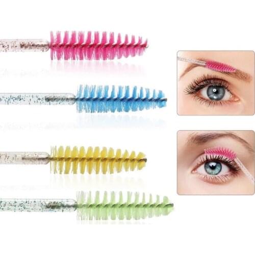 50 pcs Eyelash Brush Crystal Mascara Wands Applicator Spoolers Diamond Eye lashes Cosmetic Brushes Disposable Makeup Tools