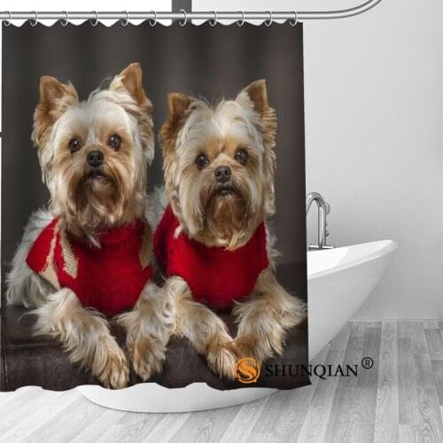 ShunQian Custom Yorkshire Terrier New Popular Hot Sale Shower Curtain Bathroom Waterproof For Yourself Bath Curtain Gift