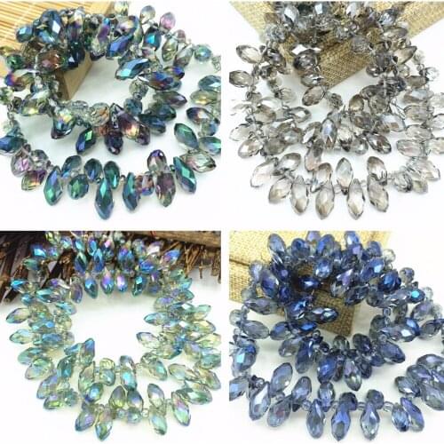 11 colors glass crystal 6*12mm teardrop waterdrop shape loose spacers accessories beads 90pcs jewelry making diy findings B2877