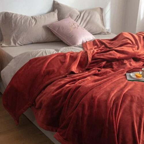Super Soft Winter Blanket Solid Color Flannel Blanket Thicken Warm Blanket Coral Fleece Blanket