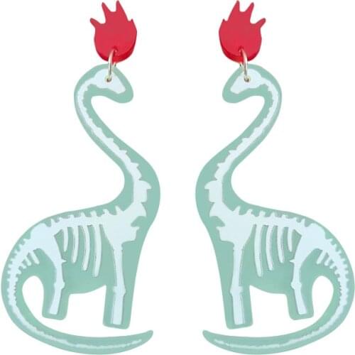 Oversized translucent dinosaur personality funny and interesting cute niche earrings