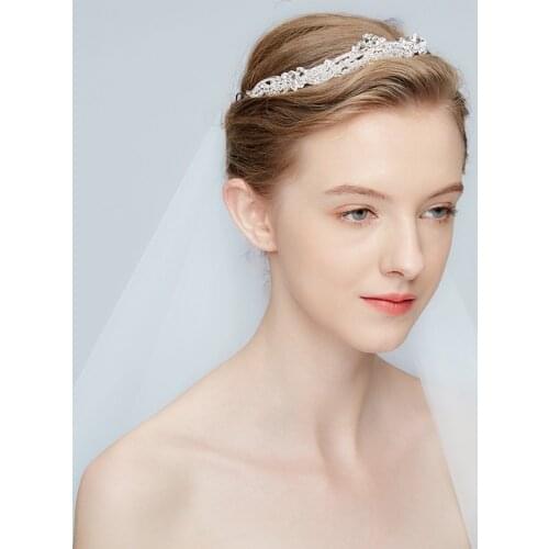 Women Fashion Headpiece Bridal Silver Color Small Tiara Headband Wedding Crown Hair Accessories Jewelry