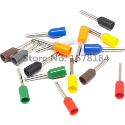 1000pcs E1510 Ferrule Terminal Cord End Terminal 16 AWG 1.5mm Copper Wire Copper Insulated Crimp Pin Connector VE1510 Terminals