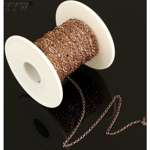 2018 Hot Wholesale 20m/Spool Link Chain Stainless Steel Oval Chain With Plastic Spool Rose Gold Color Plated Twist Oval Chain