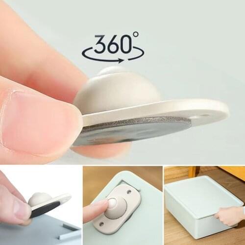 4pcs Universal Mini Stickable Pulley Storage Sorting Bin 360° Rotating Trash Can Removable Pulley Rack Storage Box Roller