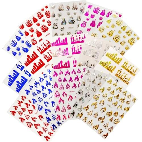 5 Sheets/Lot Nail Art Decals sticker Decorations Fire-Totem Ultra-thin Back Glue Self Adhesive 5-Colors/Set Nail Sticker Ta#047