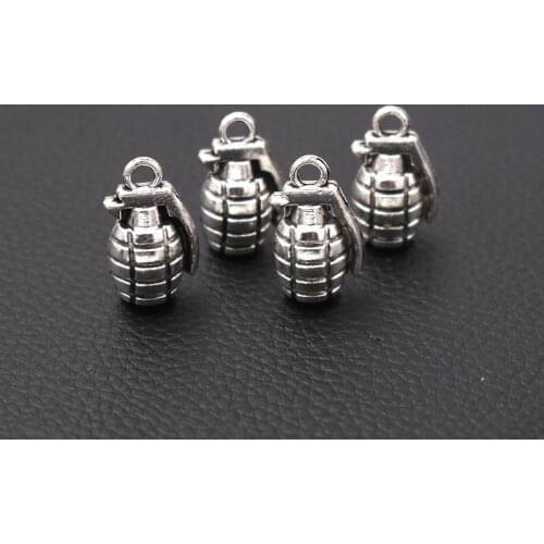 5pcs/lot Silver Plated Stereo Grenade Charm Metal Pendants DIY Necklaces Bracelets Jewelry Handicraft Accessories 22*14mm P116