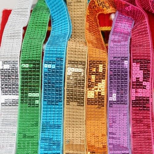 5yard Shiny Beading Sequin Ribbon 25MM DIY Dancing Costume Stage Garments Lace Decoration Hat Embellishments