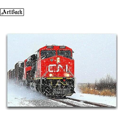 New Arrival diy 5d diamond painting "Winter Snow Train" pattern 3D full square Diamond Embroidery Mosaic Art Deco Gift