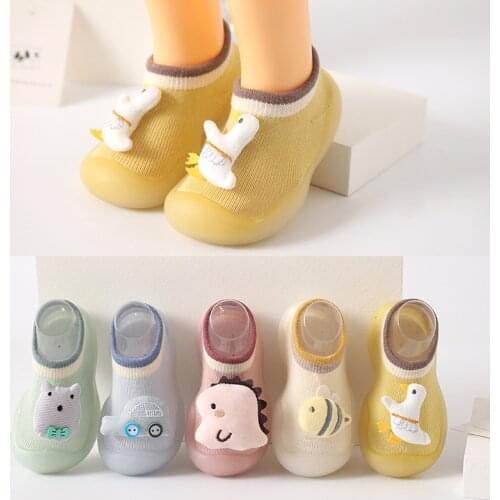 Baby Shoes Winter Knit Cute Cartoon Non-slip Floor Socks Girls Boys Kids Soft Rubber Sole First Walker Shoes Socks Infant Shoes