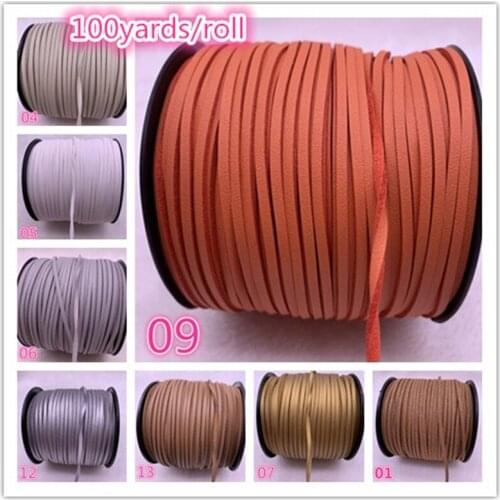 100yards/lot 3mm double sided Suede Braided Cord Korean Velvet Leather Handmade Beading Bracelet Jewelry String