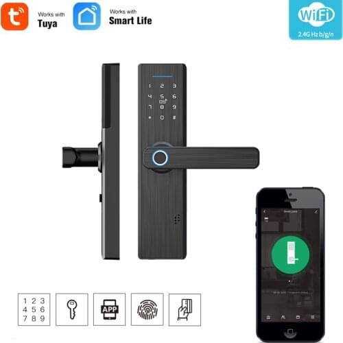 Tuya Smart Life Wifi Electronic Lock Smart Door Lock Fingerprint Lock Smart Home APP Remotely/ Smart Card/ Password/ Key Unlock