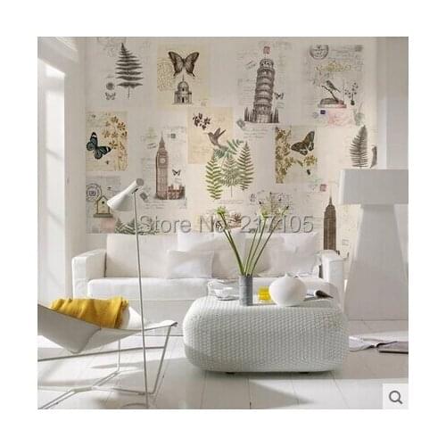 Free shipping American sitting room bedroom yellow background wall paper art restores ancient ways set