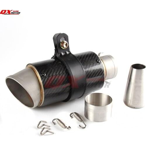 245mm Length Inlet 28mm-50mm Motorbike Exhaust Muffler Carbon Fiber Stainless steel Motorcycle Modified Mufflers Exhaust Pipe