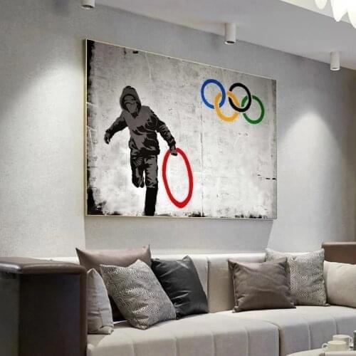 Banksy Graffiti Artwork One Missing Ring Canvas Print Painting Street Wall Art Poster Decorative Picture for Living Room Decor