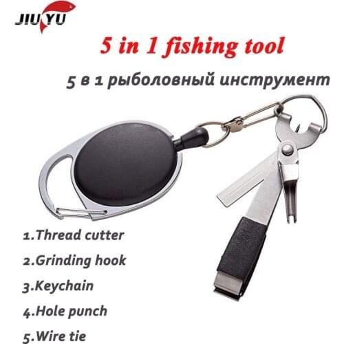 JiuYu Quick Knot Tool Scissors For Fishing Line Cutter Hook Sharpener Fast Knotter Tyer Fly Tying Tools Carp Fishing Supplies
