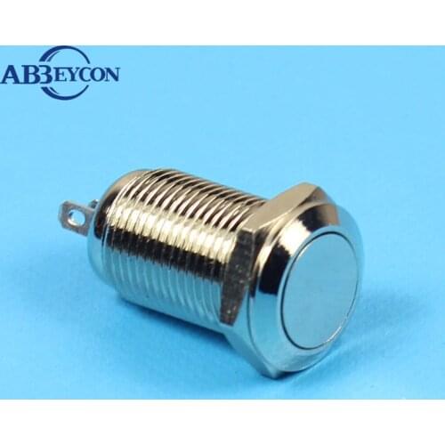 IP65 Waterproof 1NO 1NC Latching Switches Flat Head Brass Nickelage 10mm Pin Terminal Push Button Switch