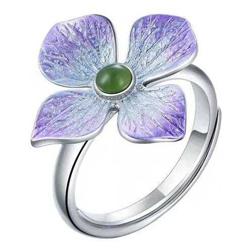 2021 Stylish Fresh Enamel Purple Flower Opening Ring And First Choice Of Gift Ring