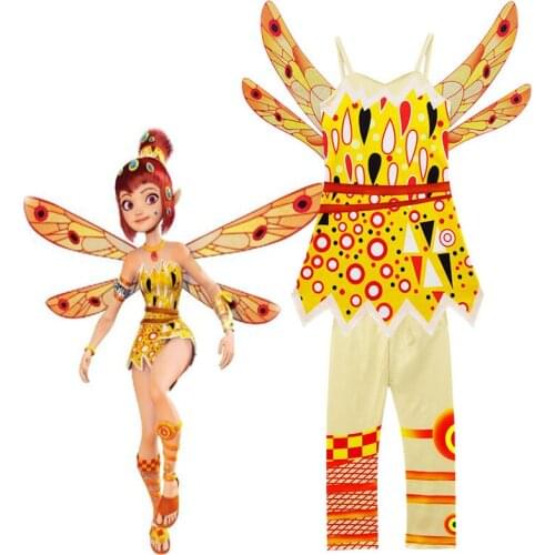 Girls Cosplay Costume Princess Mia Slip Dresses Cute Outfits with Wings Halloween Costume Dress Pants