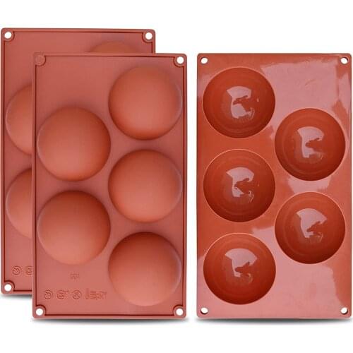5 Half Ball Sphere Silicone Mold Round Cake Chocolate Stencil Pudding Mould