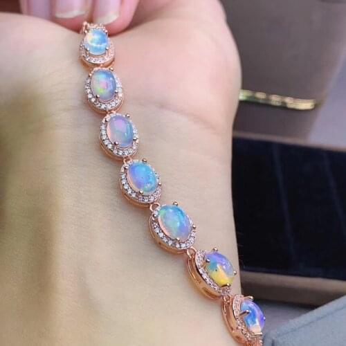 The Best Gift for Your loved Girl Opal Bracelet Free shipping 925 sterling silver Fine jewelry Natural And Real Opal Bracelet