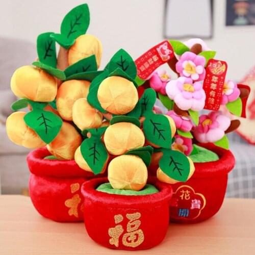 Simulation fruit soft toys orange tree plush toy Lucky pillow sunflower peach tree bonsai plush toy cloth toy ornament gift