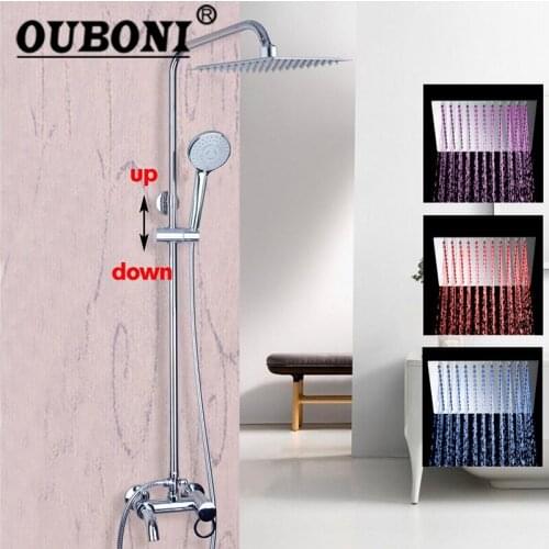 Wall Mounted Rain Shower Set Luxury Square Shower Head 8" Shower Set with Hand Shower And Control Valve