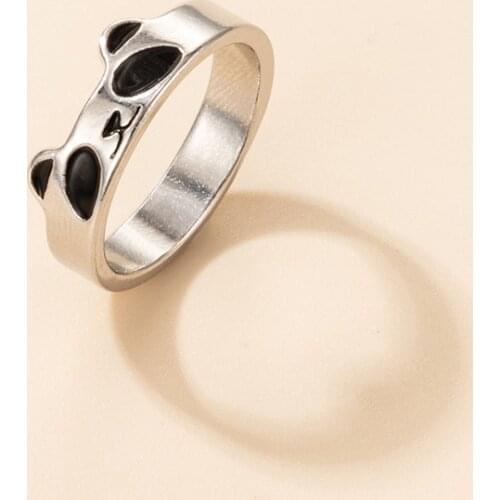 Tocona New Trendy Lovely Panda Single Ring for Women Girls Charms Silver Color Alloy Metal Animal Cute Ring Jewelry Anillo 20202