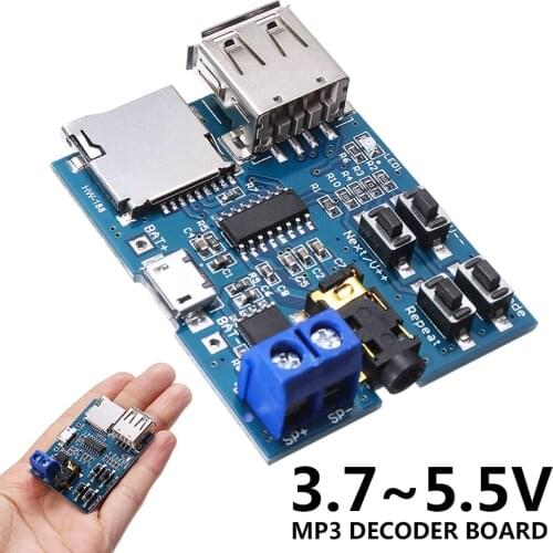 New 3.7-5.5V MP3 Format TF Card U Disk Decoder Board Amplifier Decoding Replacement Audio Music Stereo Player Module