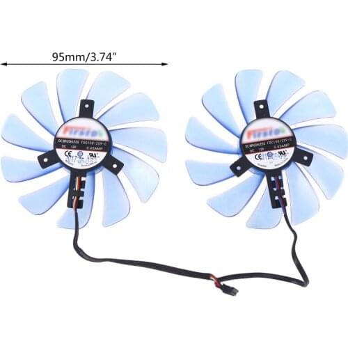 2pcs 95mm Alternative FDC10U12S9-C CF1010U12S GPU Fan For XFX RX 580 RX590 HIS RX580 IceQ RX570 Graphics Card Cooling fan 32CA