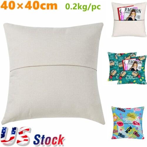 40×40cm Sublimation Blank Linen Pocket Pillow Case Cushion Cover 10PCS