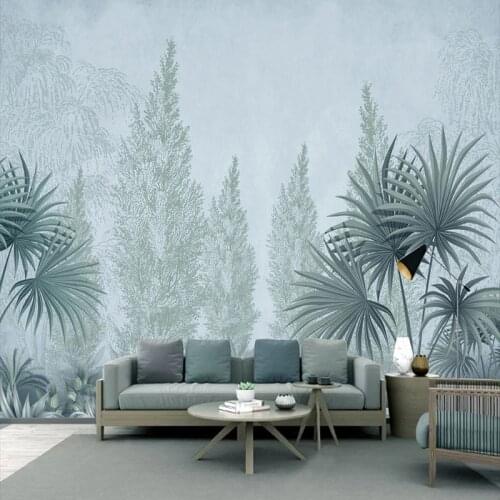 Custom Photo Wallpaper 3D Hand Painted Nordic Tropical Rainforest Plant Leaves Mural Background Wall Decorative Painting Fresco