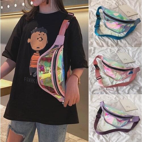 2020 Newest Waterproof PVC Transparent Clear Punk Holographic Fanny Pack Laser Waist Pack for Women Hot Fashion Belt Bum Bag