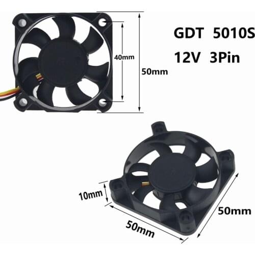 Gdstime 1 pcs 5010 DC 12V 3Pin 50x50x10mm 5cm Industrial Cooling Cooler Fan for Computer CPU Case 50mm x 10mm