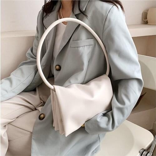 Luxury Brand Pu Leather Underarm Handbag for Women 2021 Summer New Multi-Pocket Shoulder Bags Simple Solid Versatile Multicolor