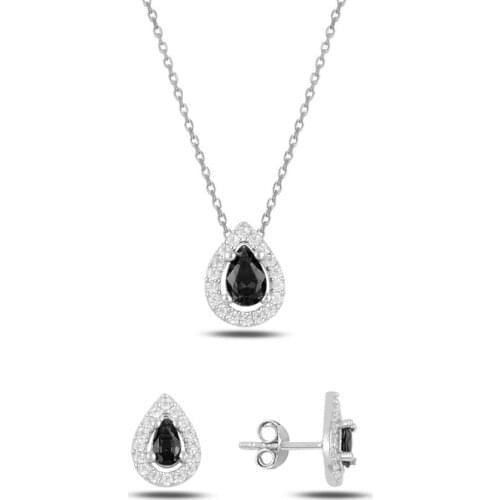 Silverlina Silver Drop Colorful Zircon Engagement Set