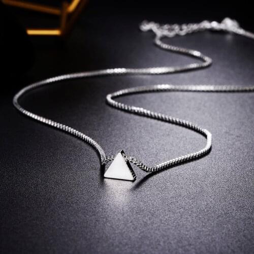 Special offer 925 Sterling Silver Necklace 18 inches Box chain Simple geometry triangle Pendant For Women Fashion Jewelry Gifts