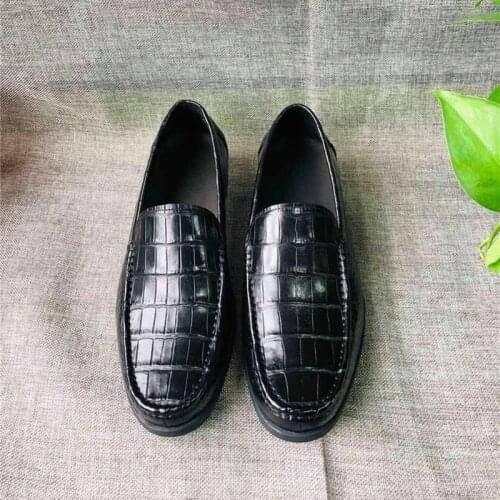 Authentic Exotic True Alligator Leather Office Men Dress Shoes Genuine Crocodile Belly Skin Male Slip-on Loafers Shoes For Suits