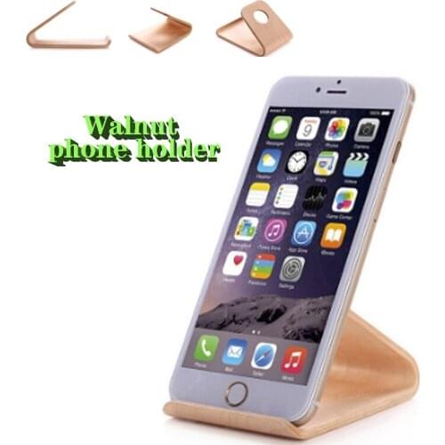Universal Birch/Walnut Mobile Phone Mount Bracket Lightweight Slim Design Wooden Mobile Stand Holder Desktop Bracket