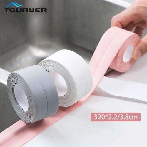 Ashowner Bathroom Shower Sink Bath Sealing Strip Tape White PVC Self adhesive Waterproof Wall Sticker for Bathroom Kitchen