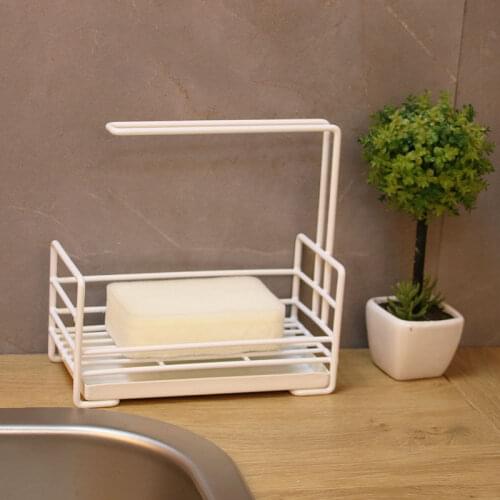 Iron Kitchen Rag Rack Drying Hanging Towel Rack Free Perforated Sponge Cleaning Cloth Dish Cloth Storage Drain Rack