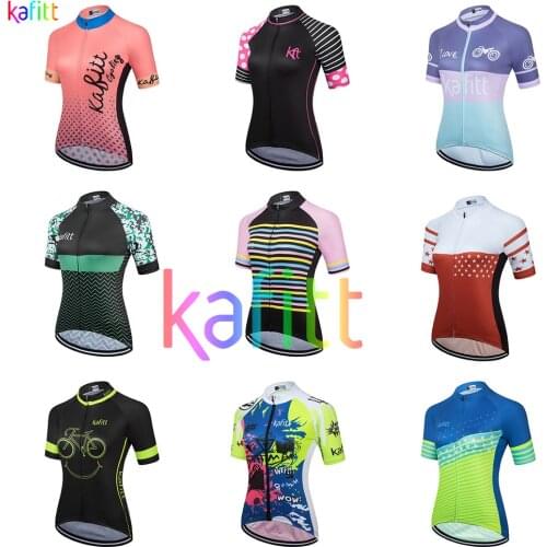 Kafitt Womens Short Sleeve Jersey Bike Clothing Ropa Ciclismo Road Bicycling Shirt Quick-Drying Uniform Breathable Bike Tops