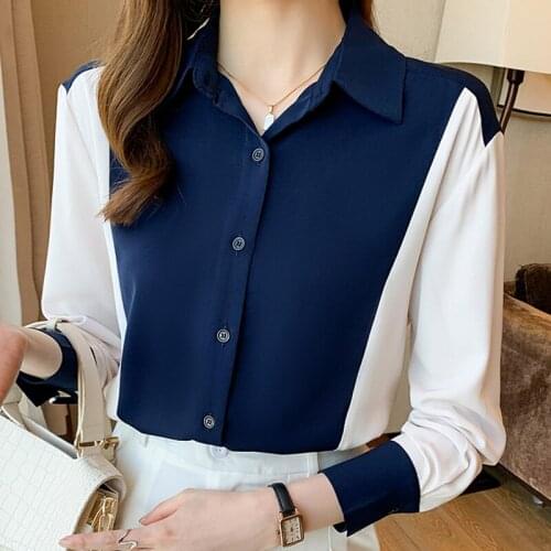 Women Chiffon Turn-down Collar Blouse New 2021 Spring Autumn Long Sleeve Woman Ladies Office Blouses Shirts Femme Elegant Blusas